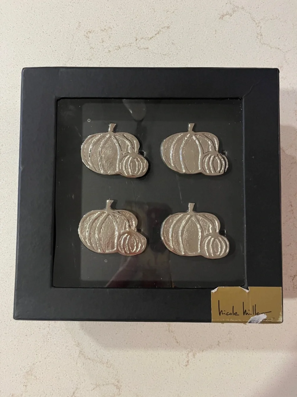 Nicole Miller Silver Pumpkin Napkin Rings - Set of Four